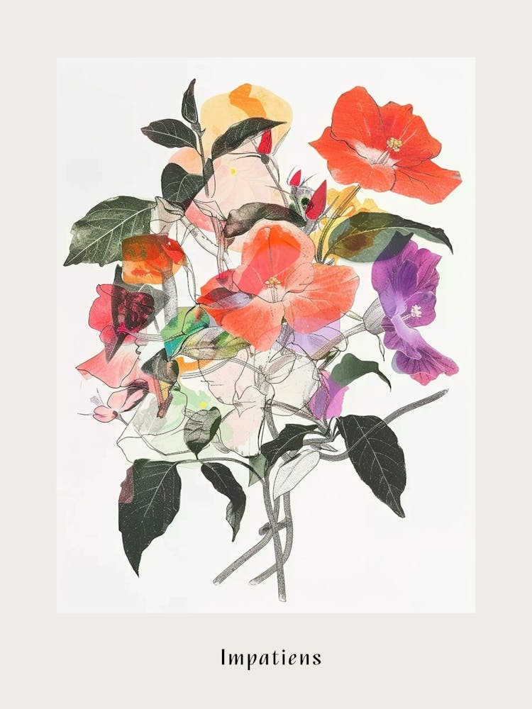 Impatiens 1 Collage Flower Bouquet Poster