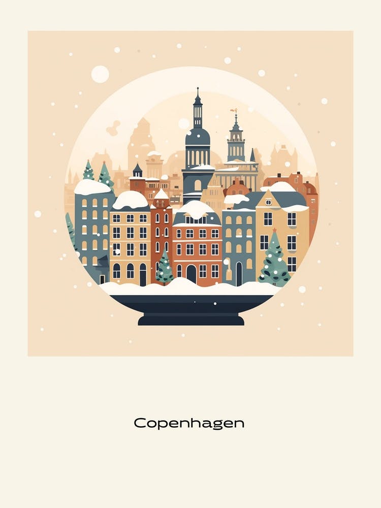 Copenhagen Denmark 1 Snowglobe Poster