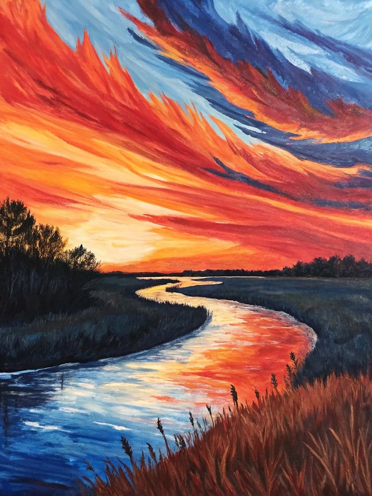 Sunset Over The River