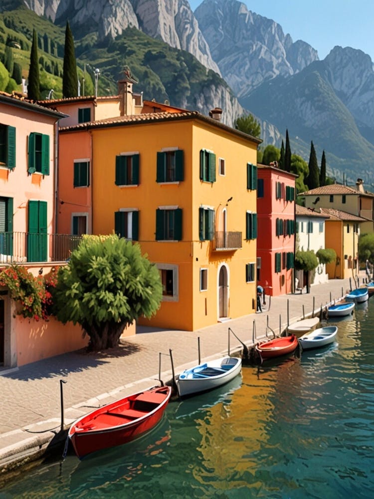 Colorful Houses On Lake Como