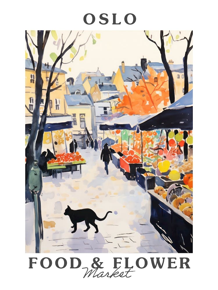 Food Market With Cats In Oslo 2 Poster