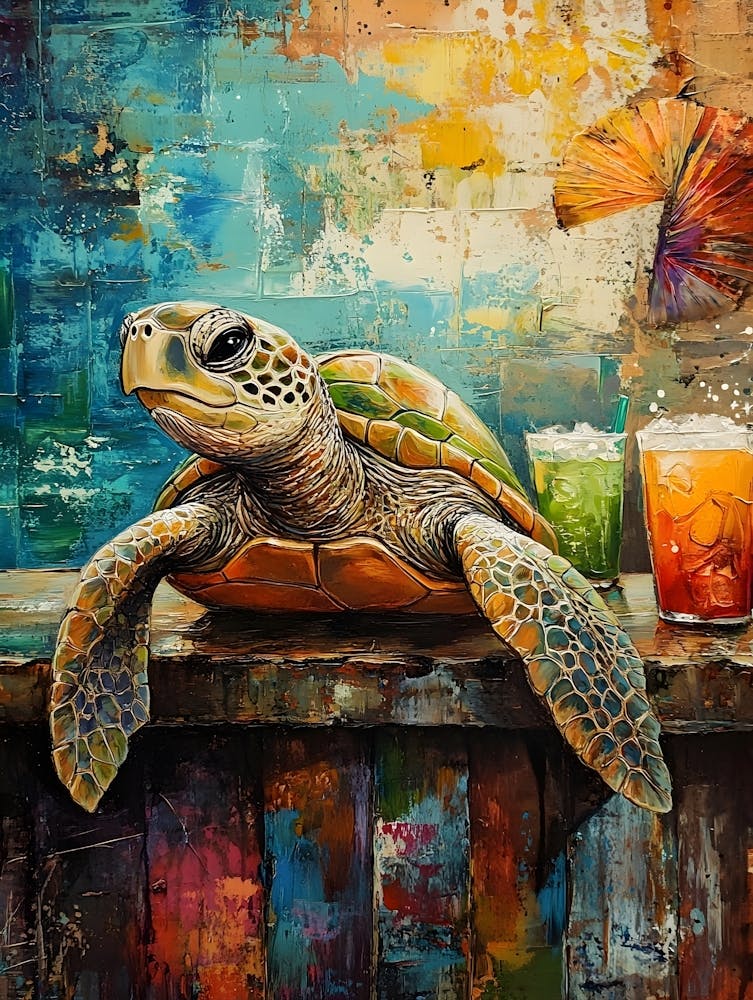Sea Turtle At The Beach Bar 7