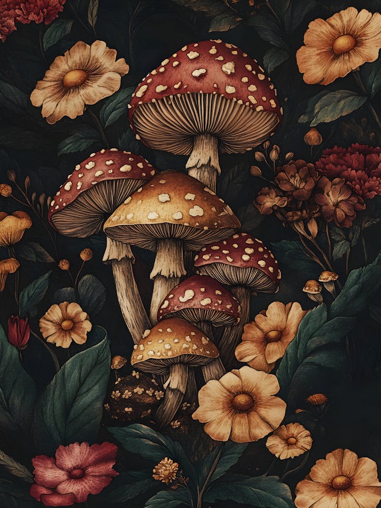 Mushrooms And Flowers 1