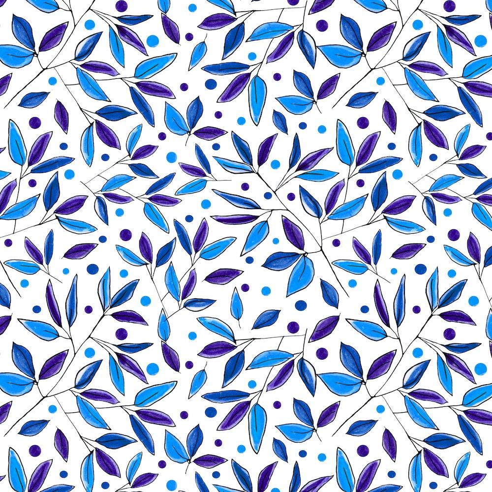 Floral Branches Navy Indigo