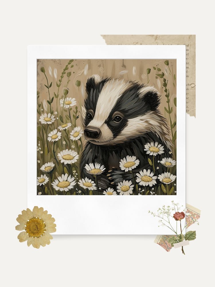 Scrapbook Baby Badger Fairycore Painting 2