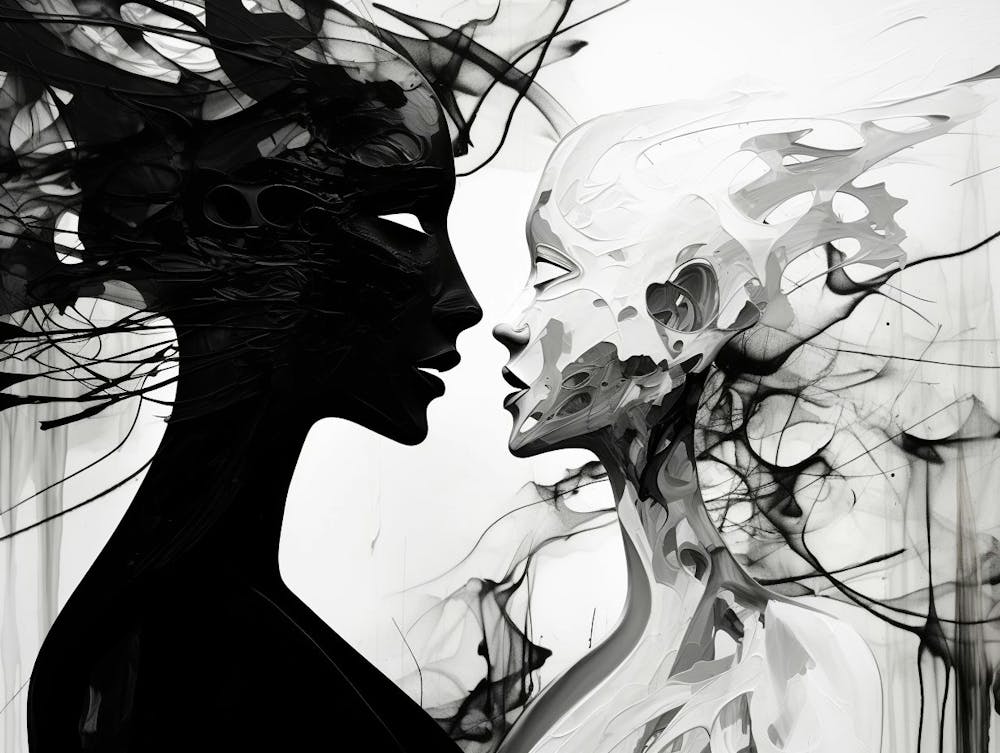 Symbiosis Abstract Black And White 4