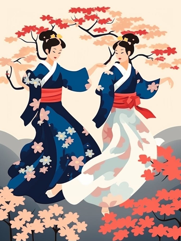 Awa Odori Tanz Japanische Traditionelle Illustration 11