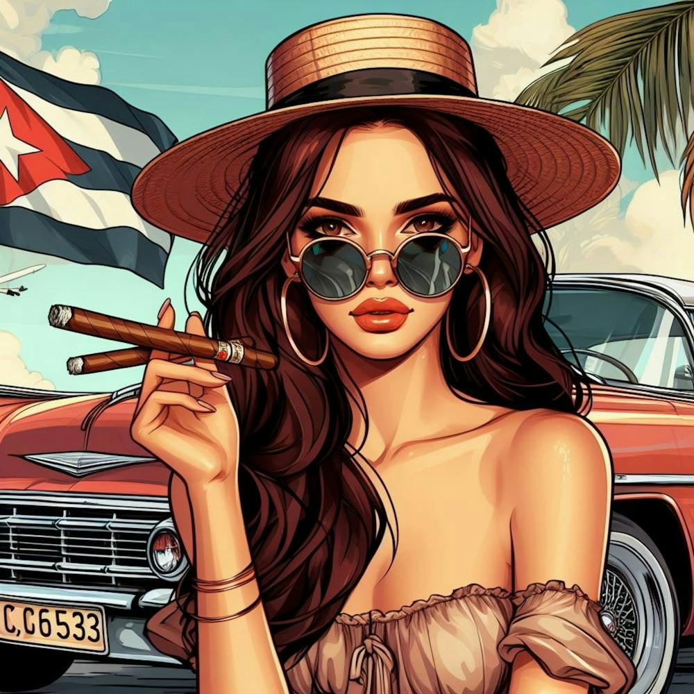 Cuba Girl Smoking A Cigar