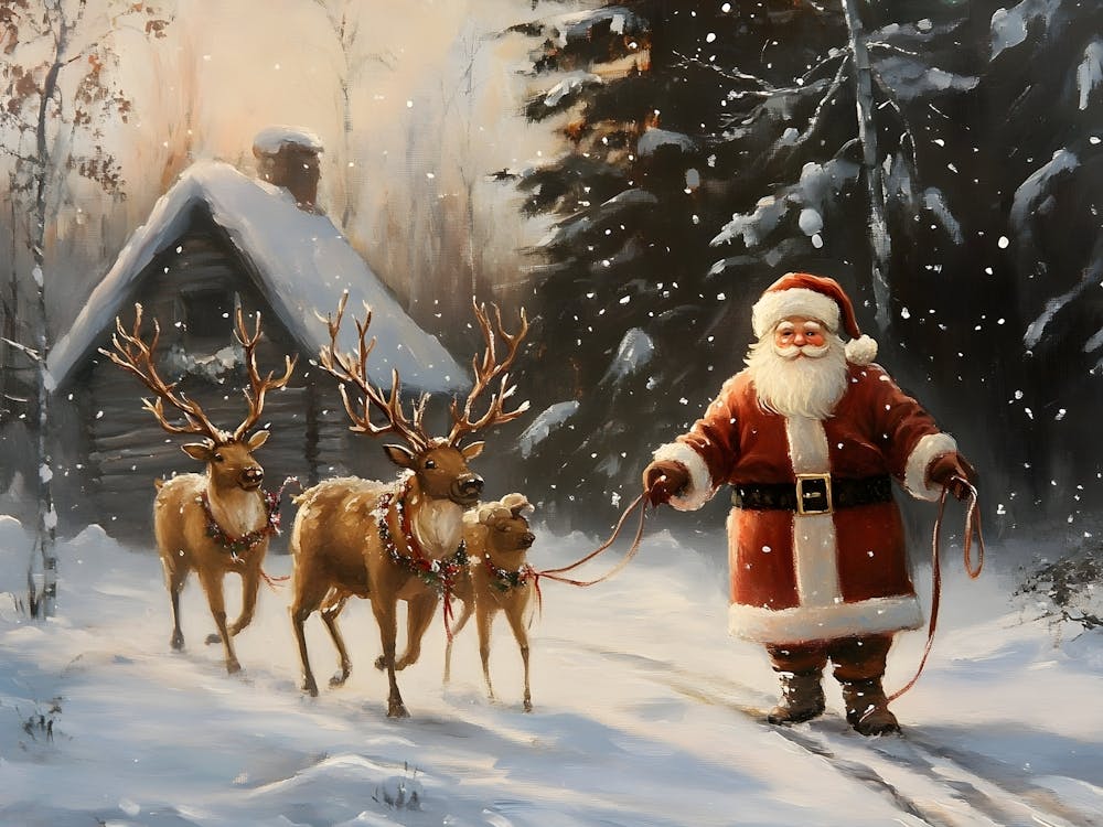 Santa And Reindeer 1