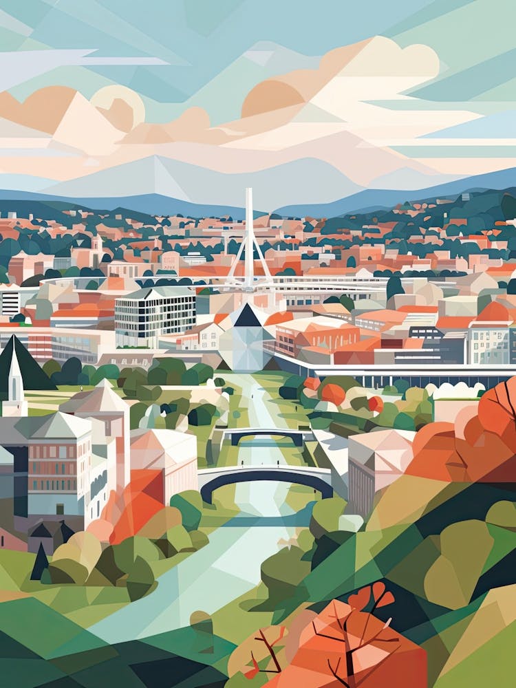 Stuttgart, Germany, Geometric Illustration 3