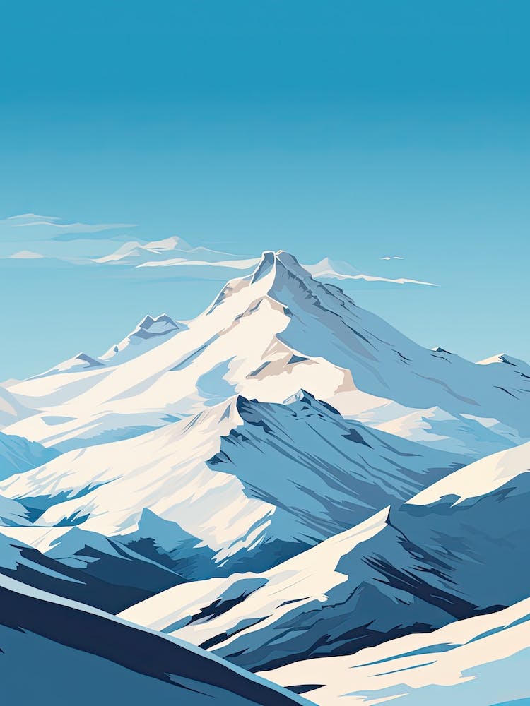 Gudauri Georgien, Skiresort Illustration 2 Einfacher Stil