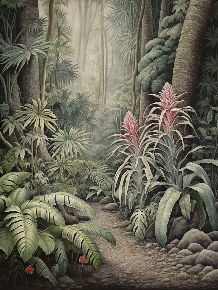 Vintage Jungle Botanical Illustration Bromeliads 4