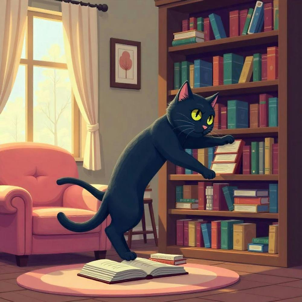 Cat Playing With Books Funny Cat (4)