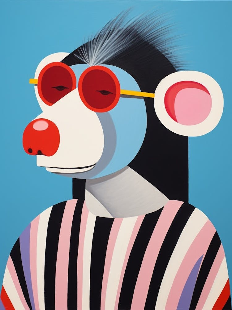 Little Baboon Wearing Sunglasses