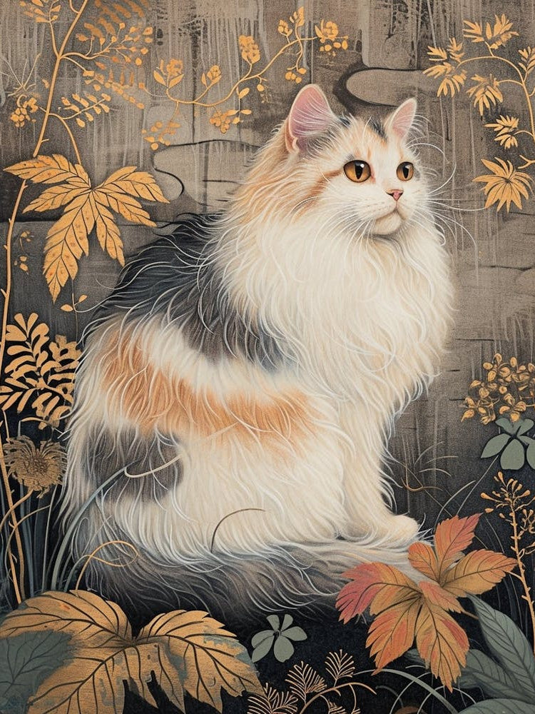 Turkish Angora Cat Japanese Illustration 1