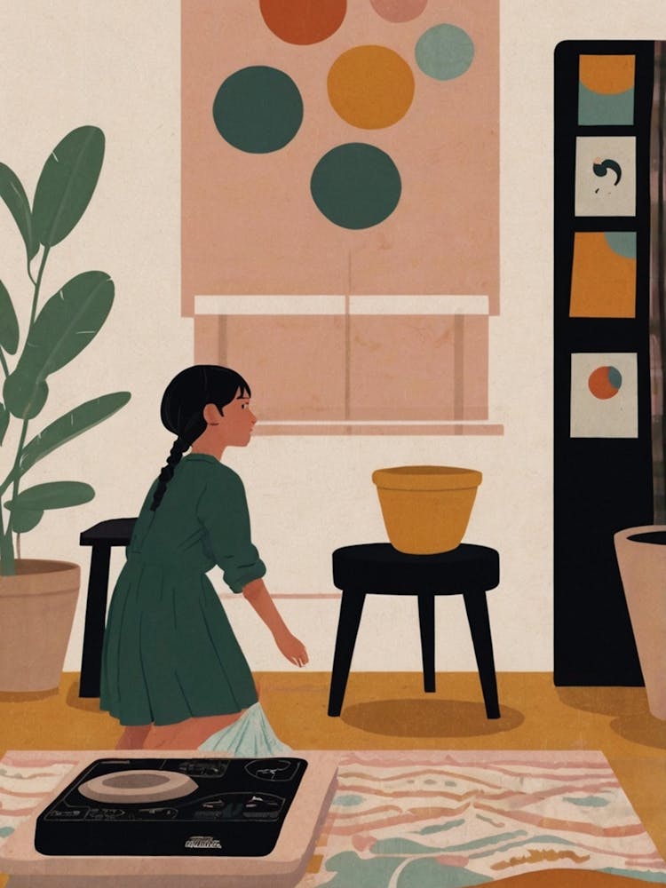 Girl Cleaning Her Room