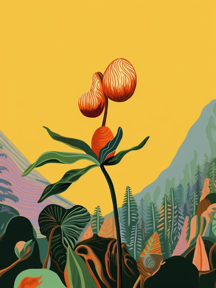 Boho Wildflower Painting Yellow Ladys Slipper 2