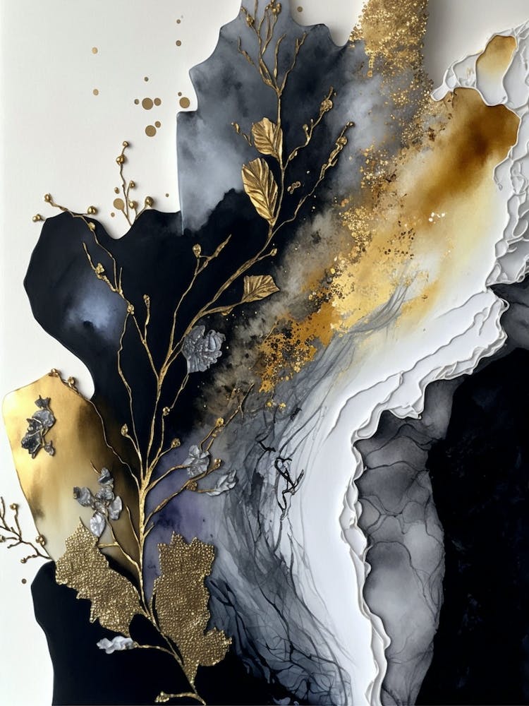 Élégante Peinture Abstraite en Marbre 5