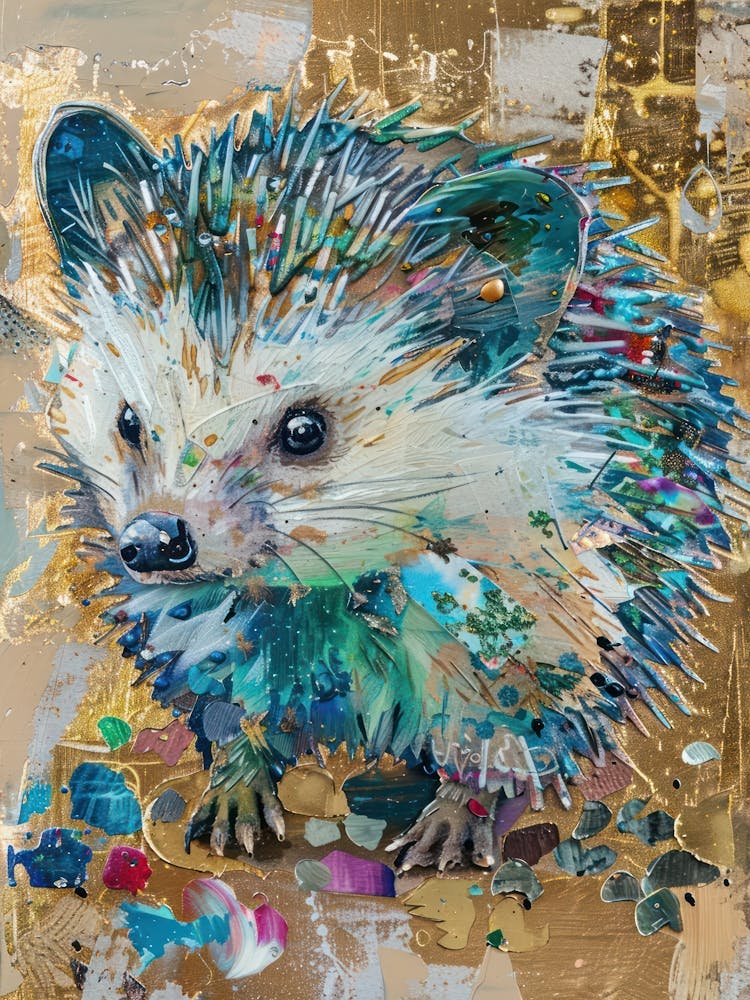 Baby Hedgehog Gold Effect Collage 3