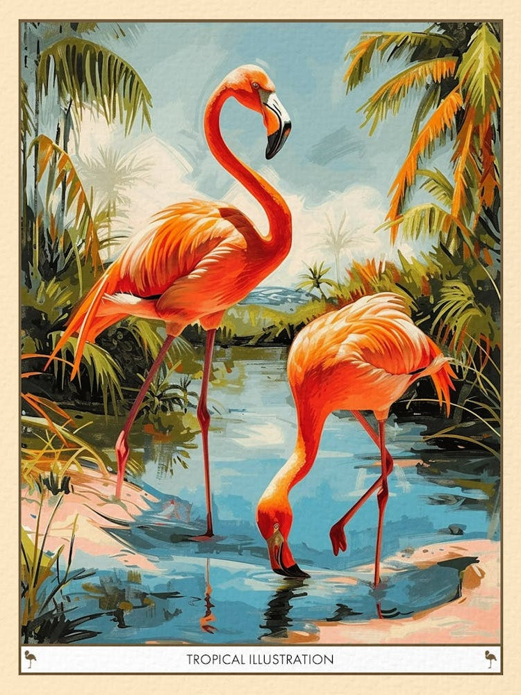 Greater Flamingo Tropical Illustration 1 Poster