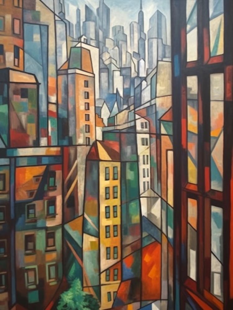 Window View New York Of In The Style Of Cubism 4