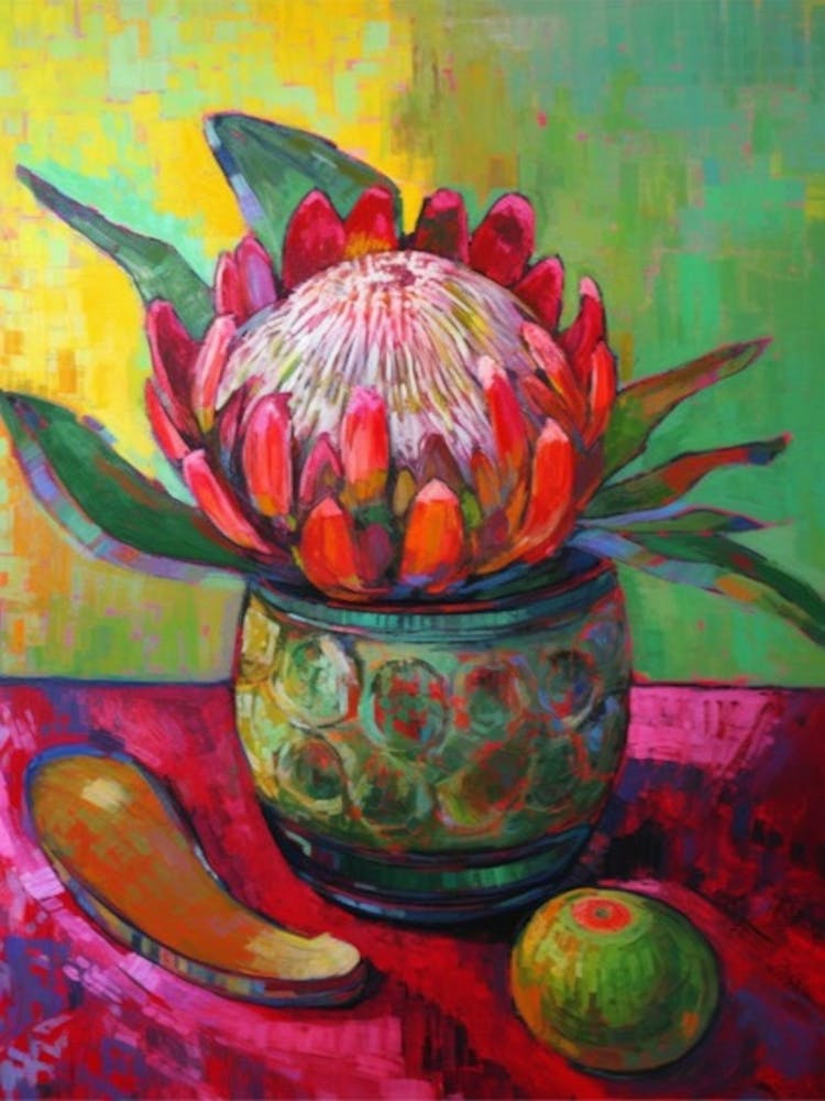 Proteas With A Cat 2 Fauvist Style Painting