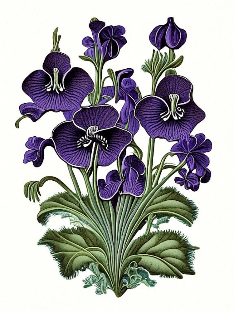 Violets Wildflower Vintage Botanical 2