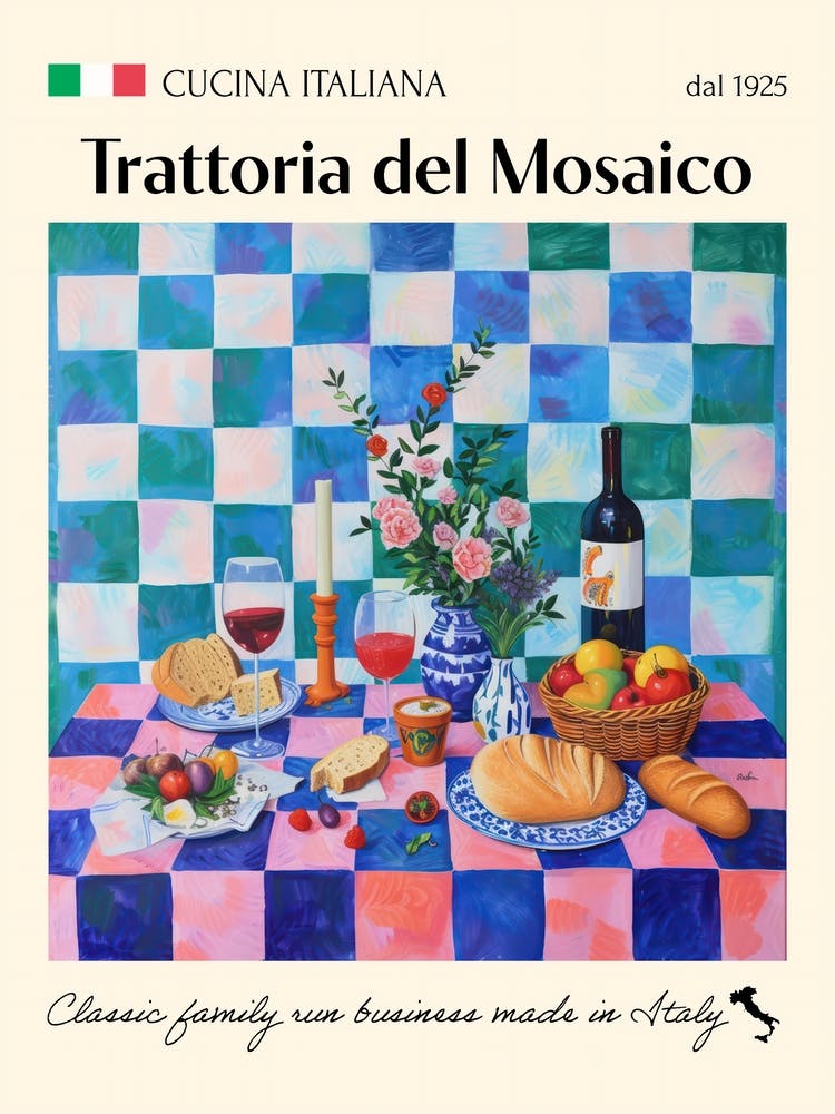 Trattoria Del Mosaico Trattoria Italian Poster Food Kitchen
