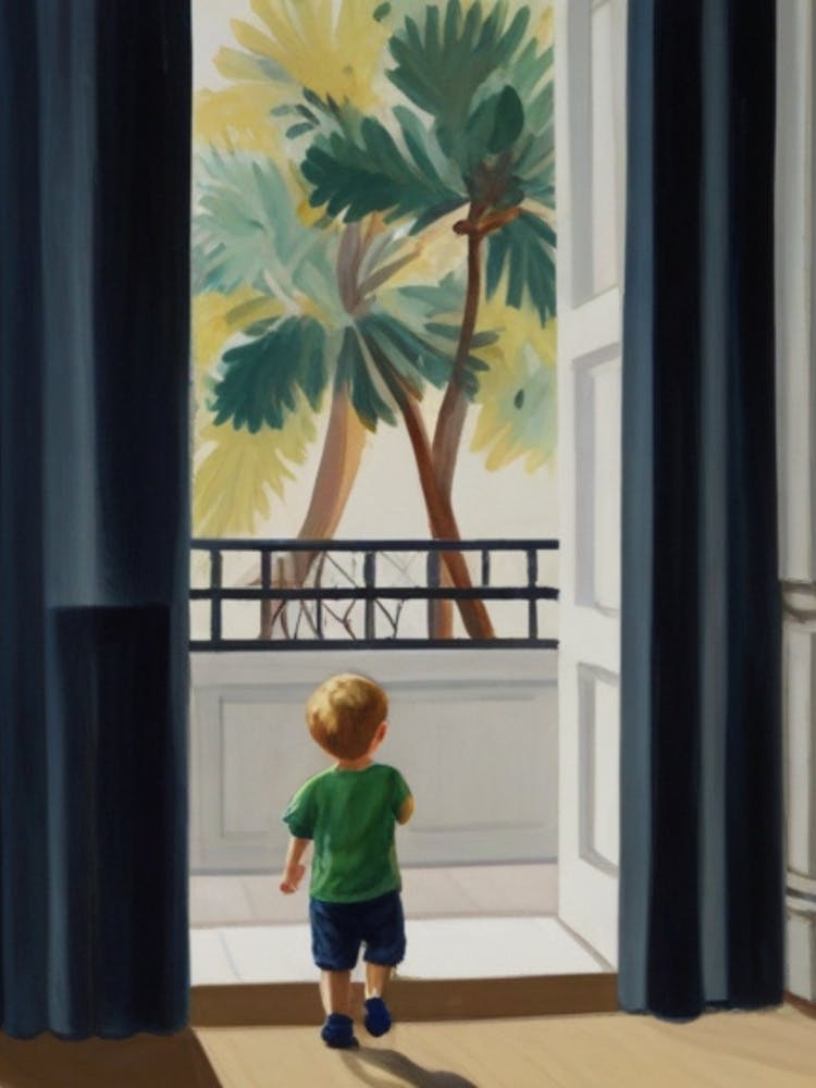 Boy Looking Out A Window
