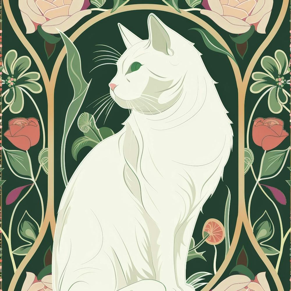 Cat With Roses