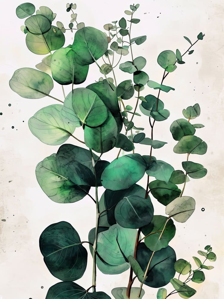 Eucalyptus nature leaves watercolor decoration