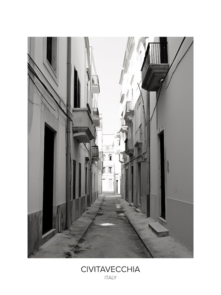 Poster Of Civitavecchia, Italy, Black And White Photo 3