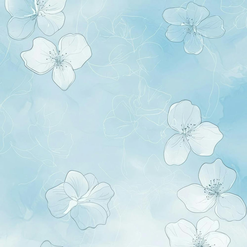 White Flowers On A Blue Background 1