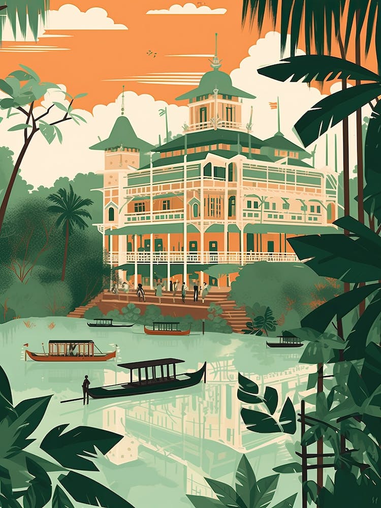 Rangoon Myanmar Travel Illustration 2