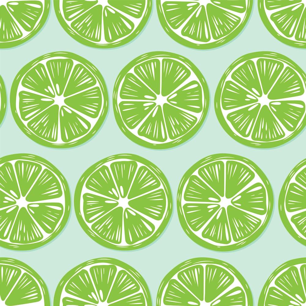 Lime Slices Pattern On Pastel Blue Square