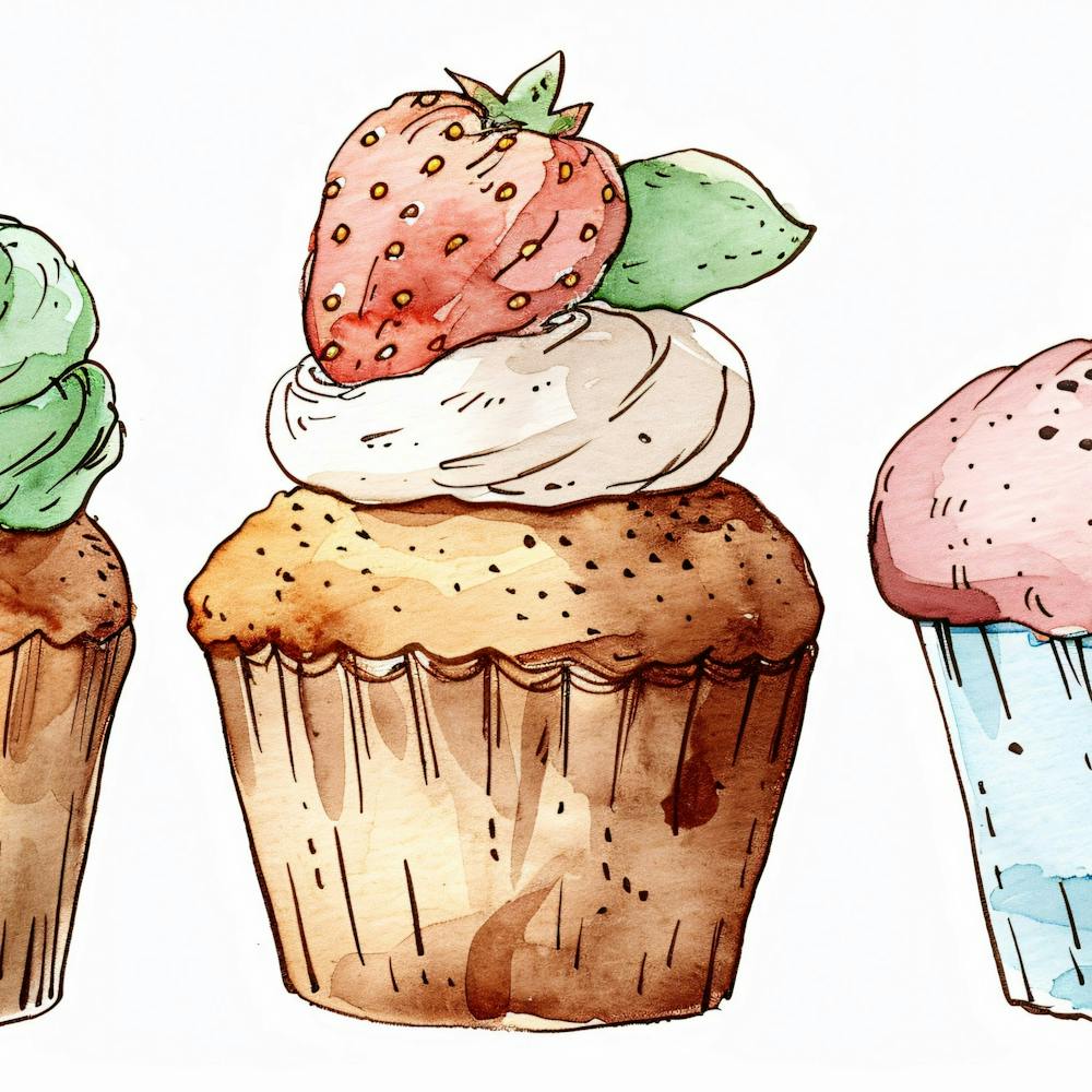 Cupcakes à l'Aquarelle