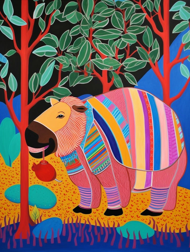 Maximalist Animal Painting Capybara 2