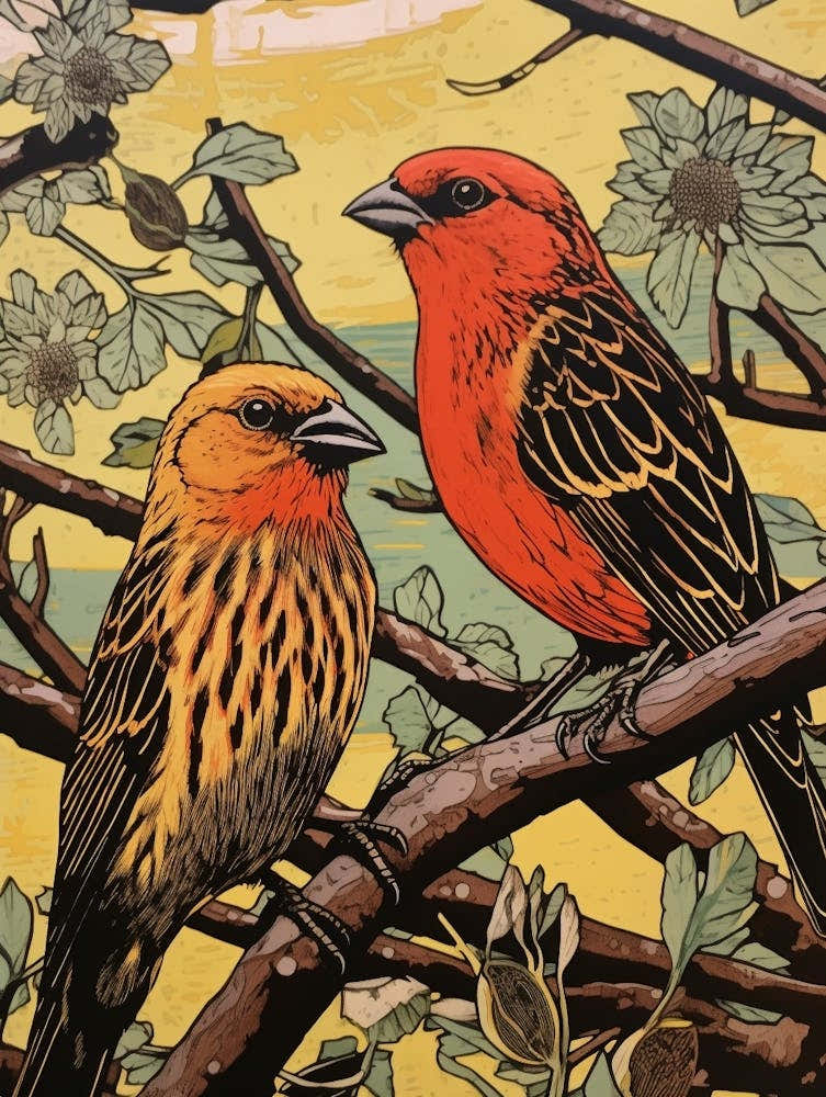 Art Nouveau Birds Poster Yellowhammer 3