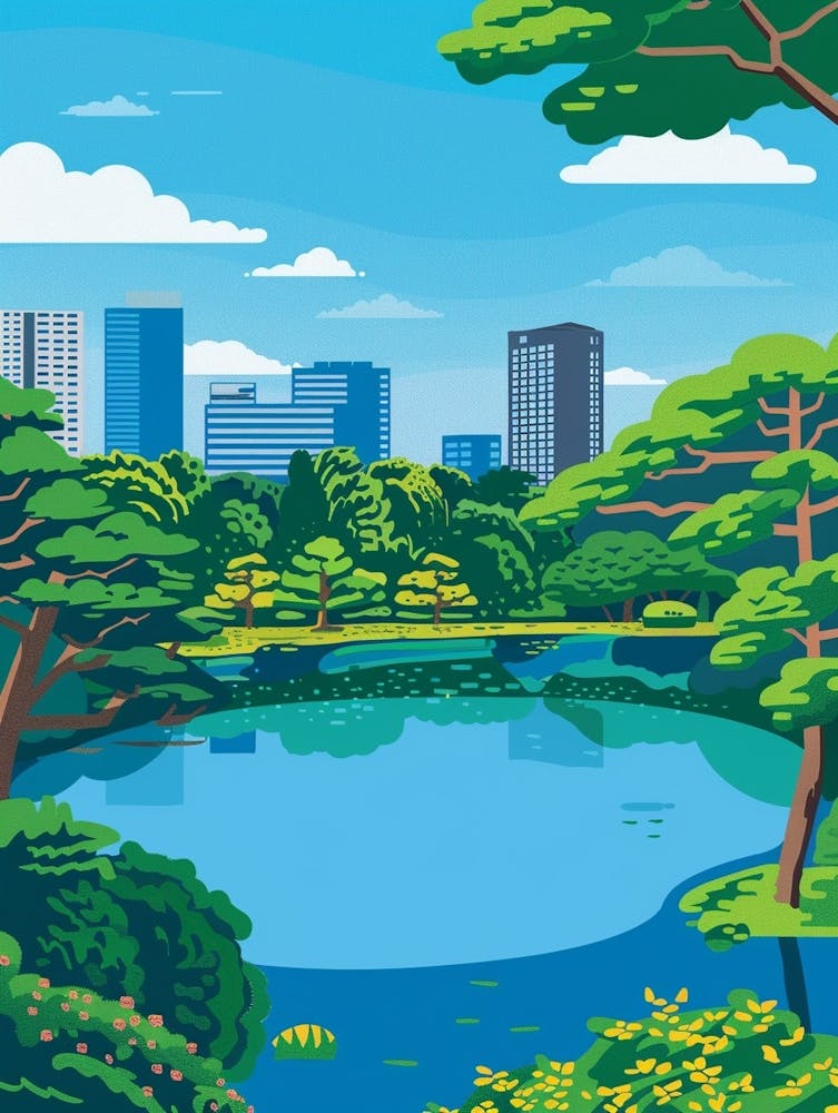 Shinjuku Gyoen National Garden Tokyo 2 Colourful Illustration