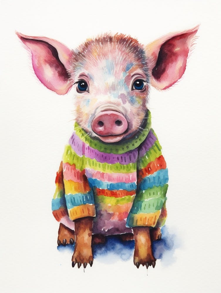 Baby Animal Wearing Sweater Pig 1