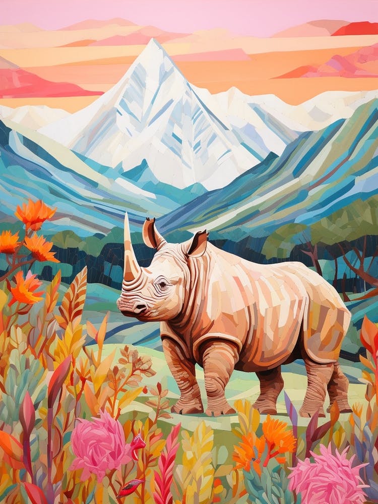 Rhino With Flowers & Plants 12