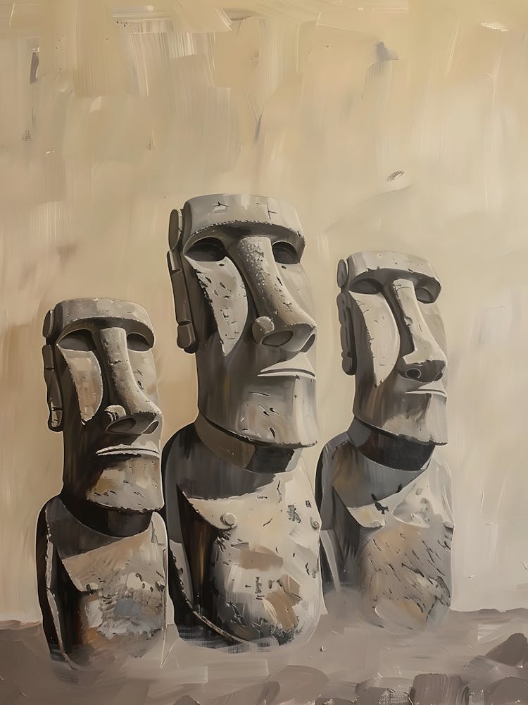 Three Moai Statues