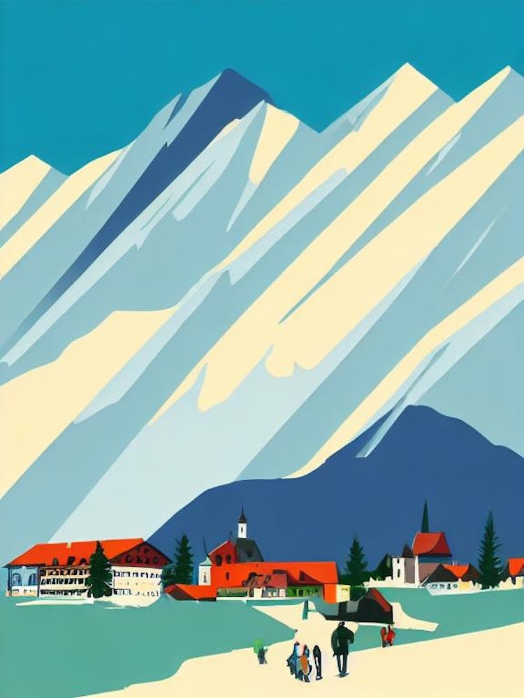 Lech Zürs 2, Austria Midcentury Vintage Skiing Poster