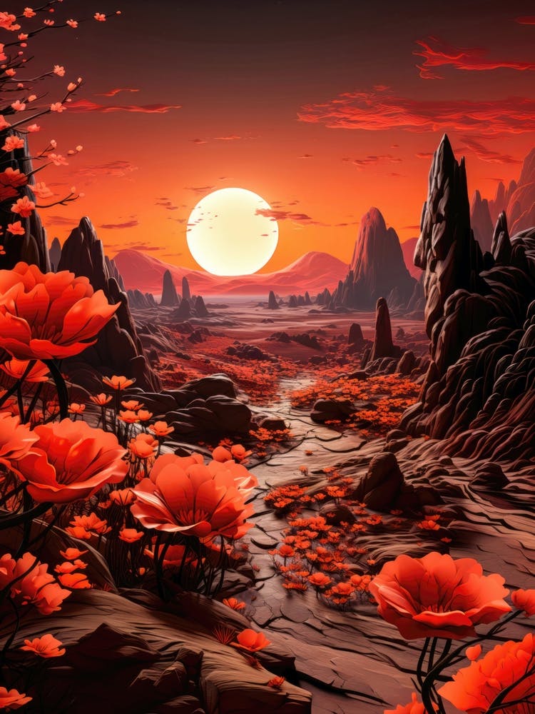 Red Poppies In The Desert