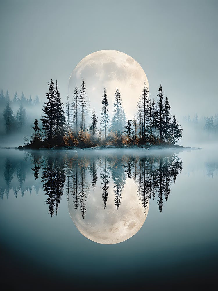 Beautiful Full Moon Over the Lake 19