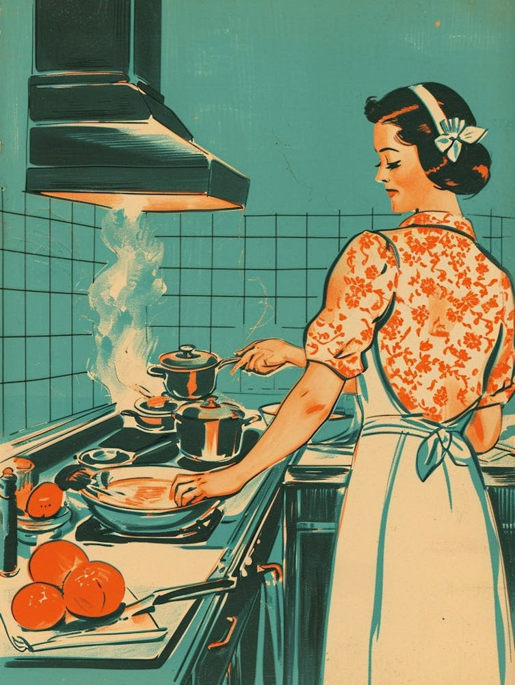 In The Kitchen Retro Illustration 2