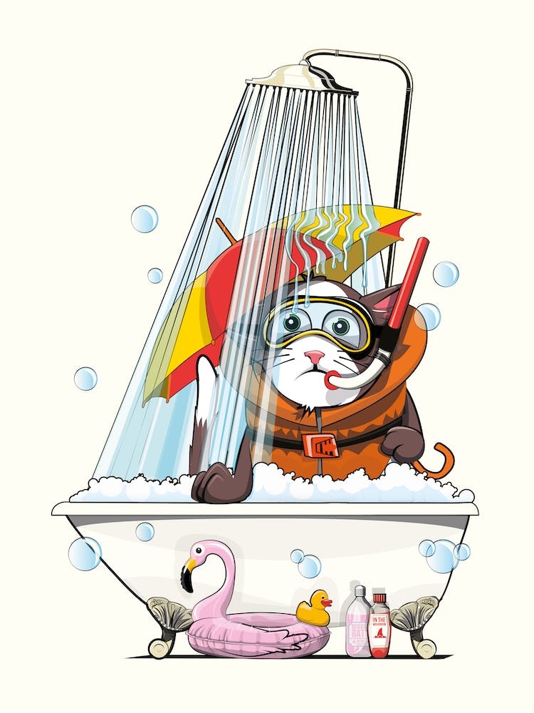 Cat In Shower