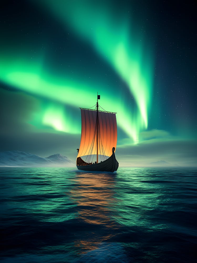 Ancient Ship In The Sea