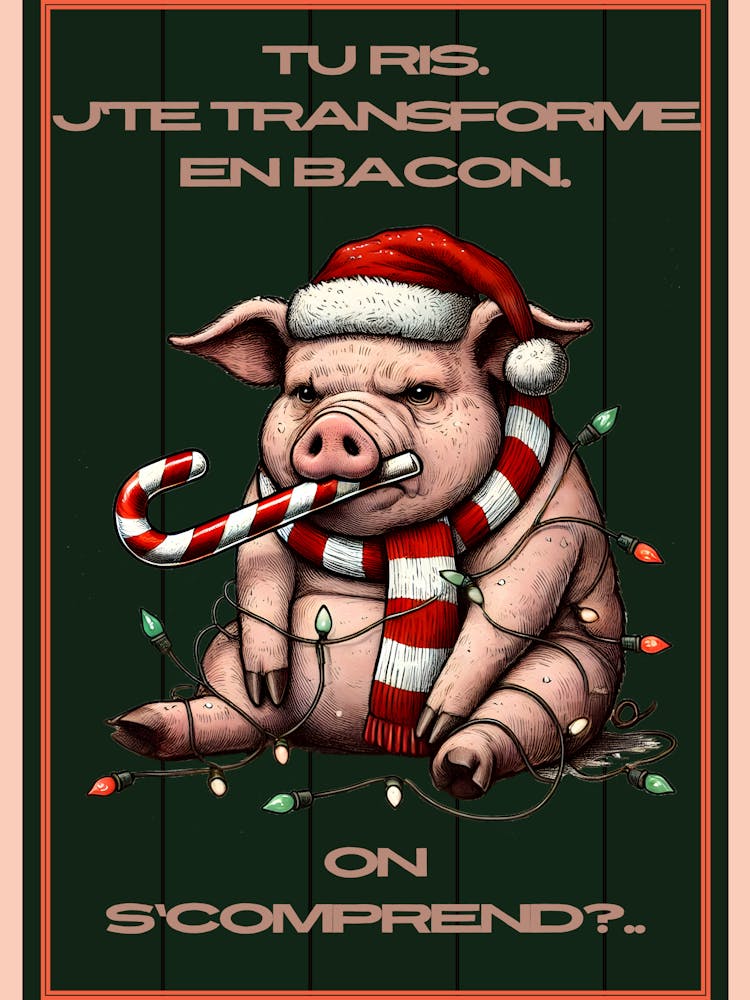 Cochon lumières de Noël vert