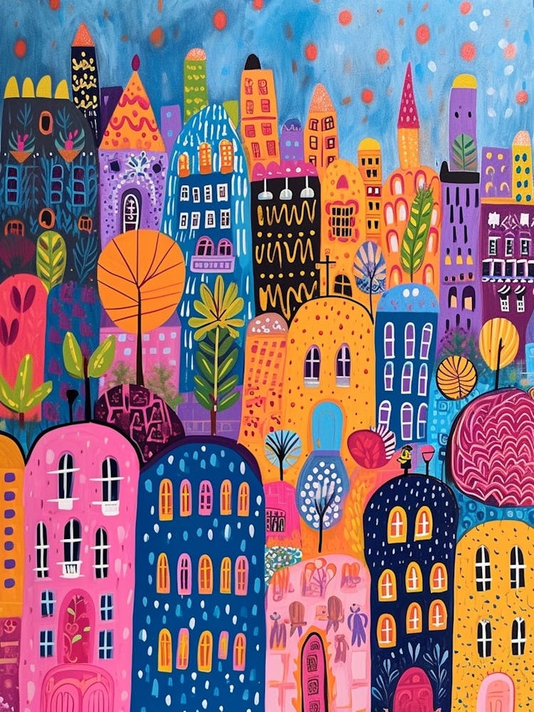 Kitsch Colourful Old Cityscape 1